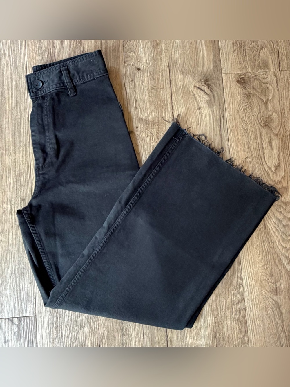 Zara ZW Collection Marine Straight Leg Jeans Black Raw Hem Size 4